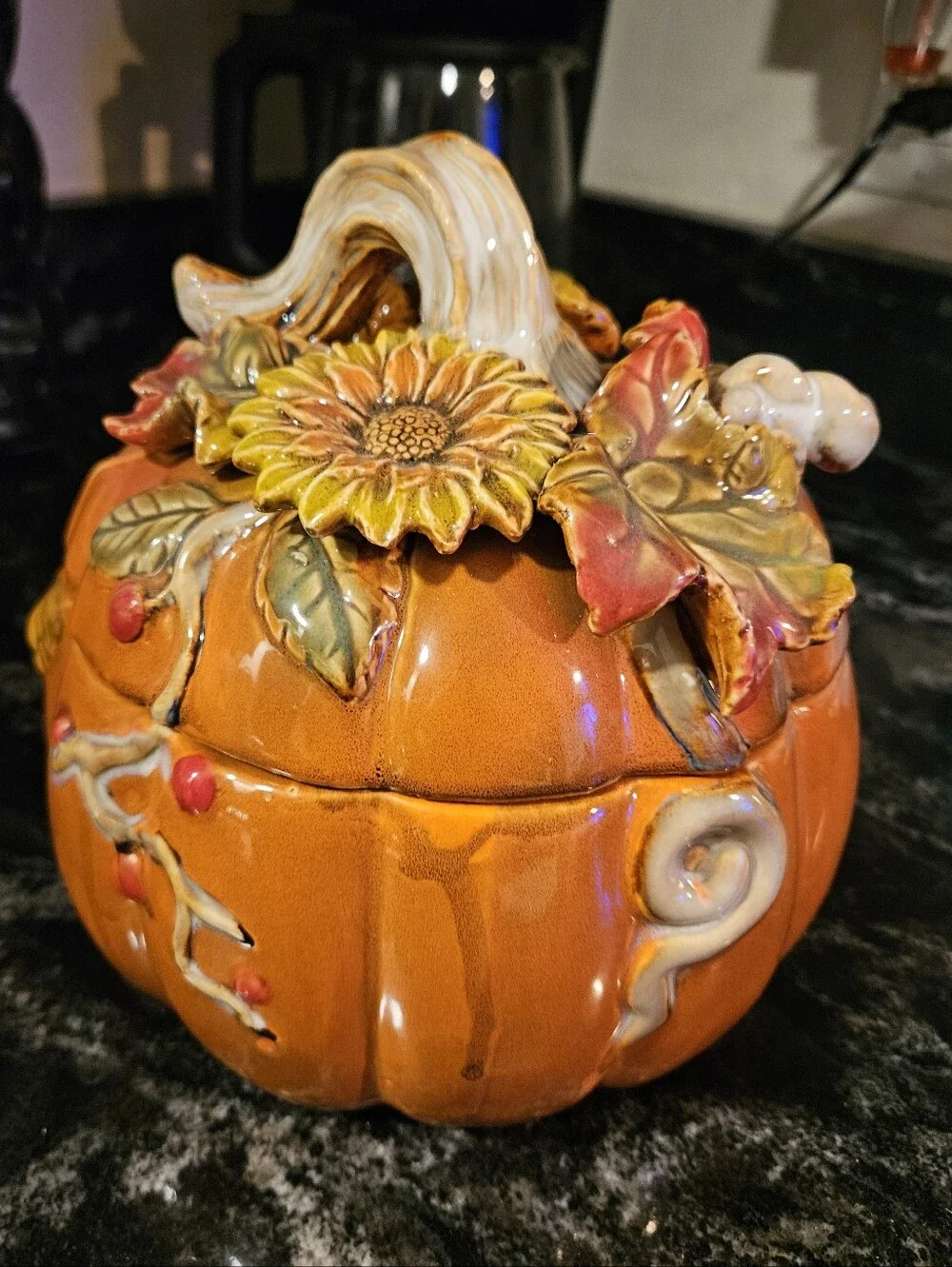 Vintage Fitz & Floyd Harvest Pumpkin Lidded Soup Bowl  Candy Dish - Autumn Decor